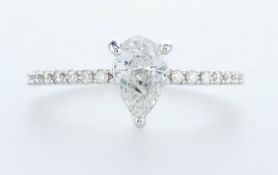 14 kt. White gold - Ring - 0.97 ct Diamond - Diamonds