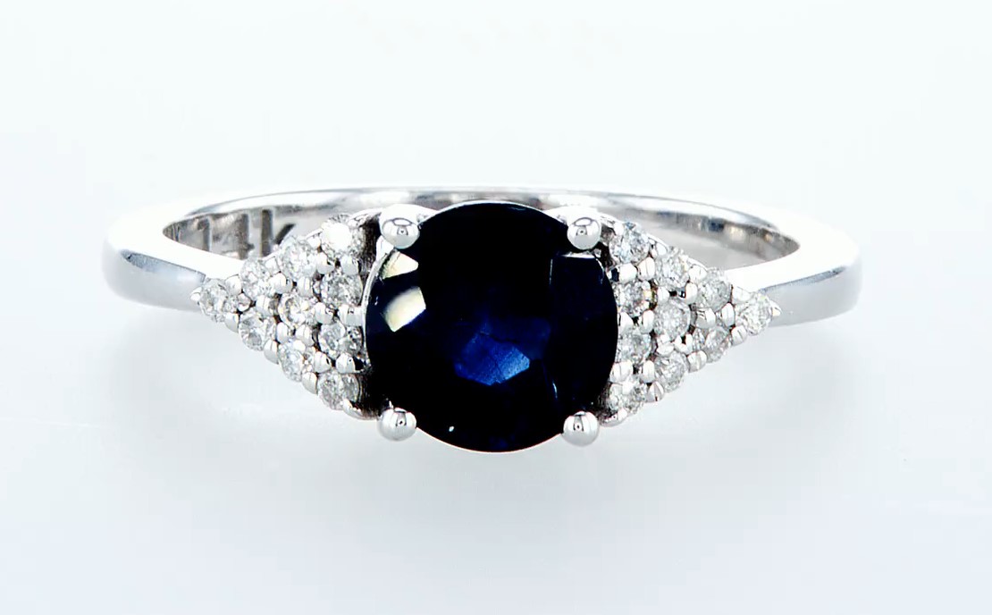 14 kt. White gold - Ring - 1.92 ct Sapphire - Diamonds