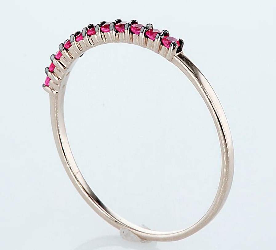 14 kt. Pink gold - Ring - 0.23 ct Ruby - Diamonds - Image 4 of 6