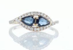 14 kt. Yellow gold - Ring - 1.00 ct Sapphire - Diamonds