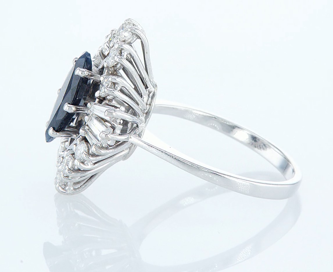 14 kt. White gold - Ring - 2.14 ct Sapphire - Diamonds - Image 4 of 6