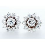 14 kt. White gold - Earrings - 1.30 ct Diamond - Diamonds