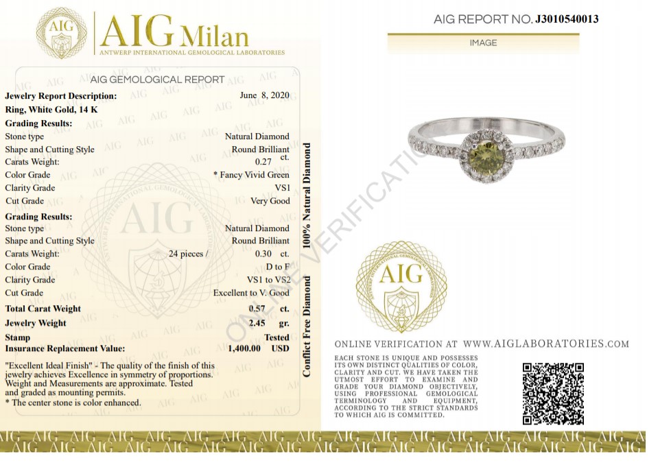 14 kt. White gold - Ring - Colour Treated 0.57 ct Diamond - Diamonds - Image 2 of 6