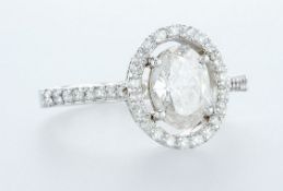 14 kt. White gold - Ring - 1.37 ct Diamond - Diamonds