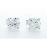 14 kt. White gold - Earrings - 1.40 ct Diamond - Diamonds