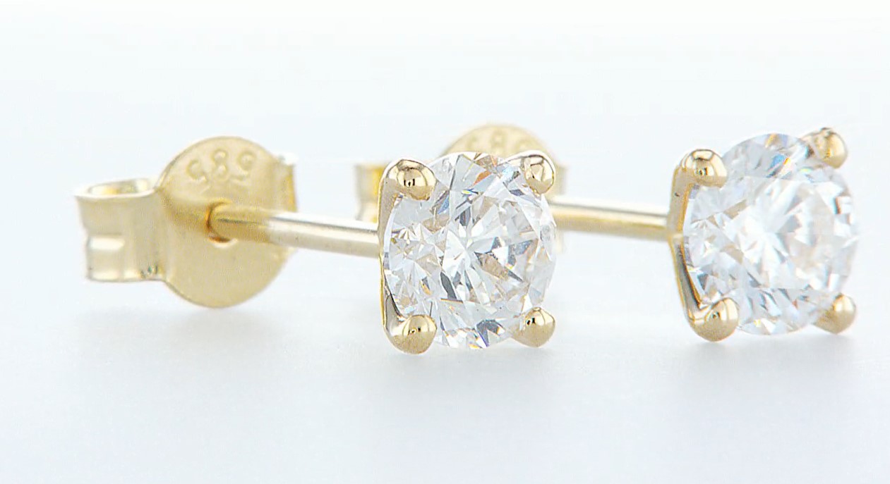 14 kt. Yellow gold - Earrings - 1.04 ct Diamond - Diamonds - Image 7 of 7