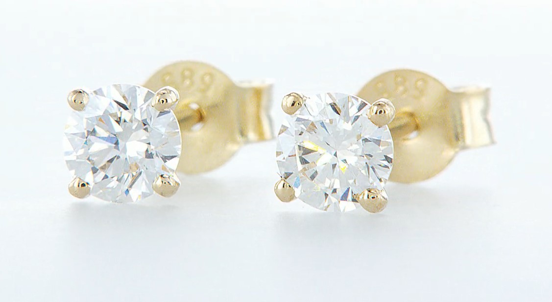 14 kt. Yellow gold - Earrings - 1.01 ct Diamond - Diamonds - Image 3 of 7