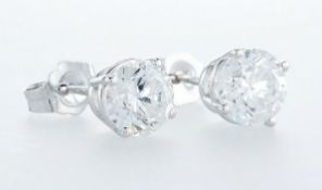 14 kt. White gold - Earrings - 2.00 ct Diamond - Diamonds