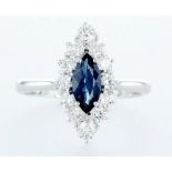 18 kt. White gold - Ring - 1.22 ct Sapphire - Diamonds