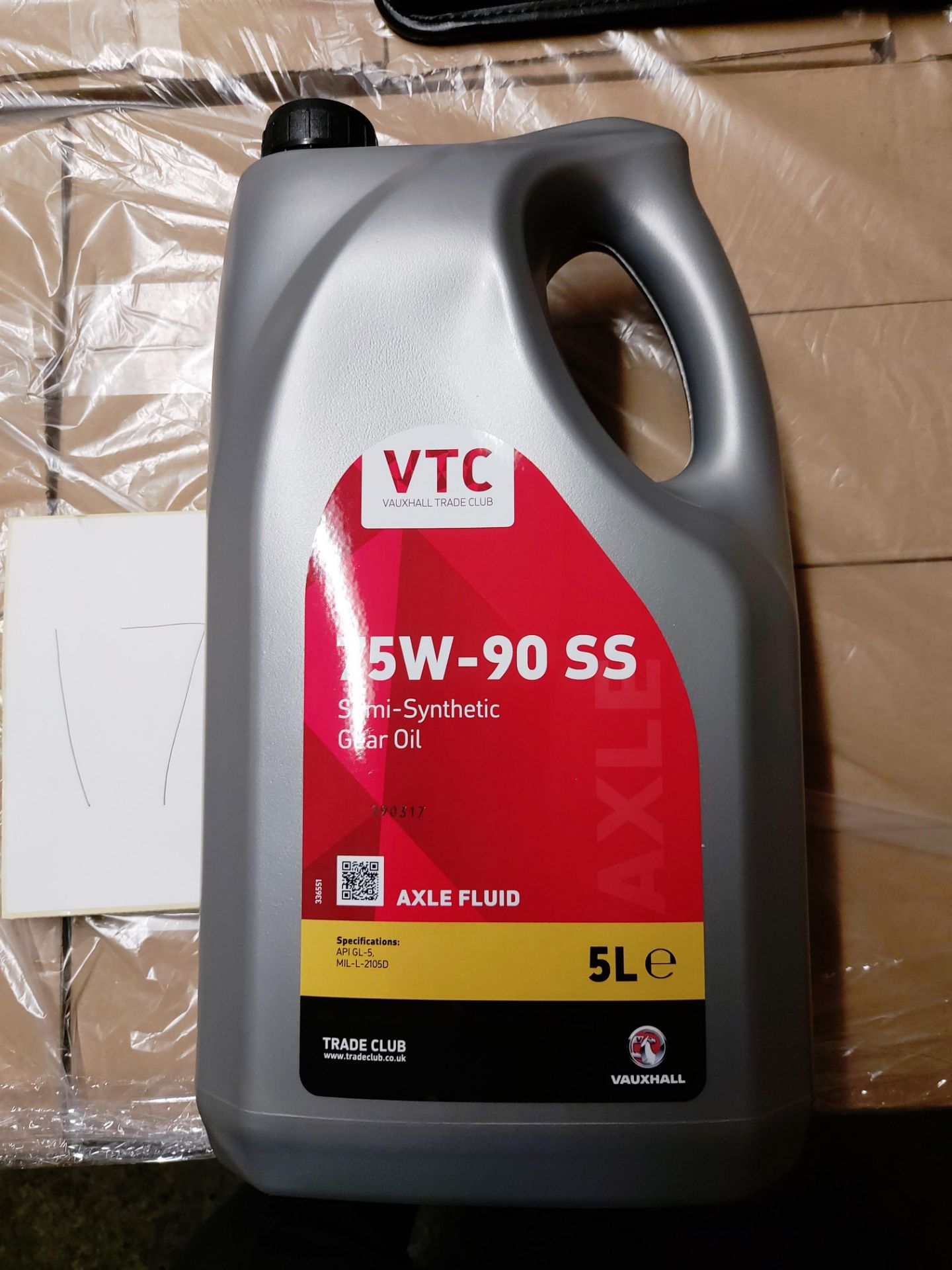 116 x 5 litre tubs of VTC 75W-90 SS semi synthetic gear oil on 1 pallet (pallet 17)