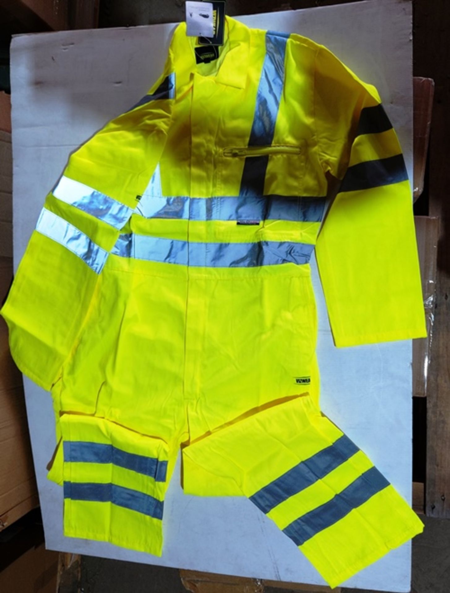 10 x Vizwear Hi Viz yellow polycotton overall in size XL new in original packaging - Image 2 of 2