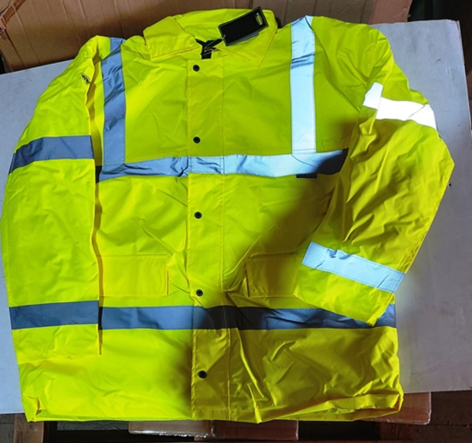 10 x Vizwear Hi Viz yellow Parka jackets in size XXXL (3XL) new in original packaging - Image 2 of 2