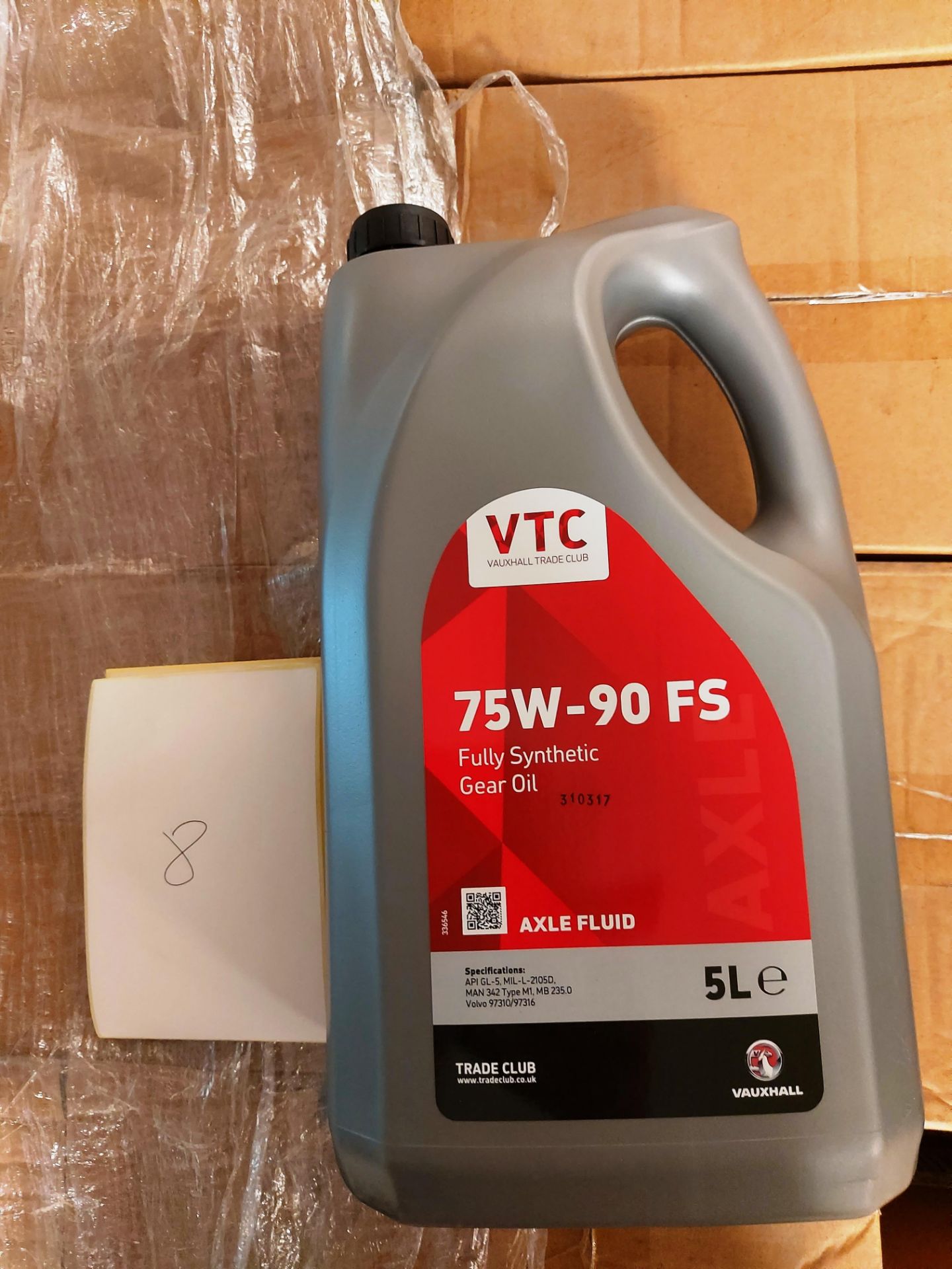 84 x 5 litre tubs of VTC 75W-90 ES fully synthetic gear oil on 1 pallet (pallet 8)