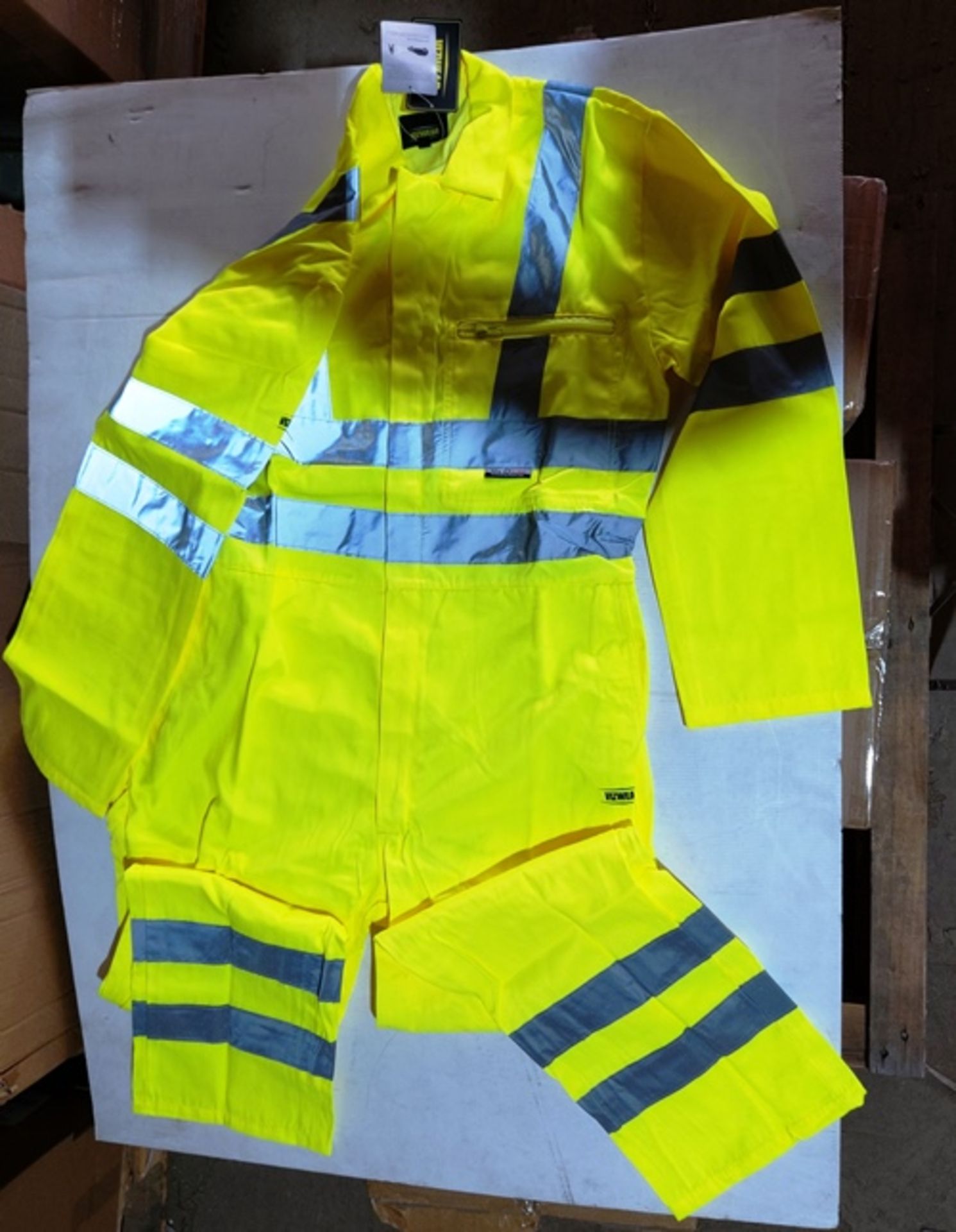 10 x Vizwear Hi Viz yellow polycotton overall in size medium new in original packaging - Image 2 of 2