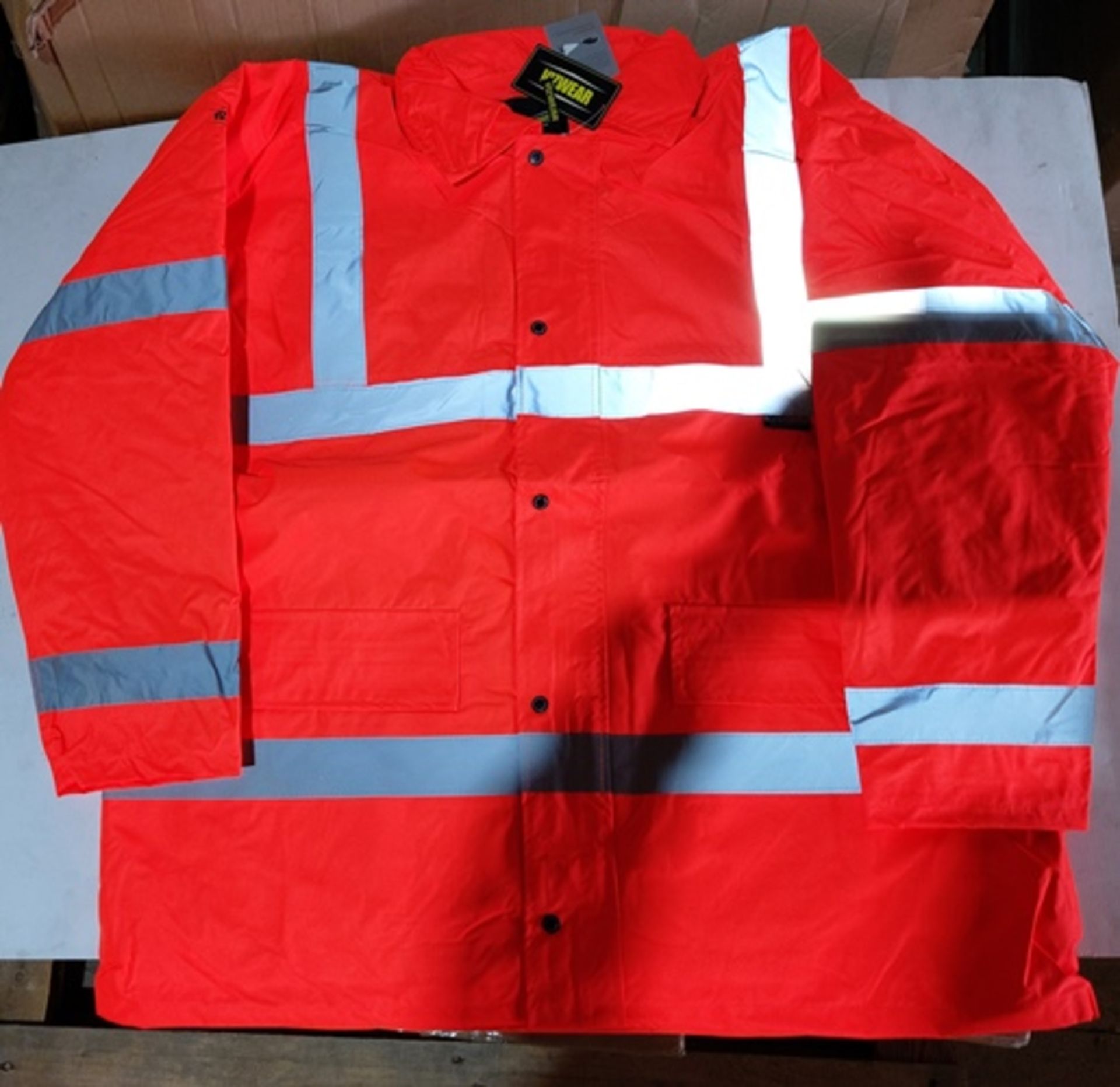 10 x Vizwear Hi Viz orange Parka jackets in size XXXXL (4XL) new in original packaging - Image 2 of 2