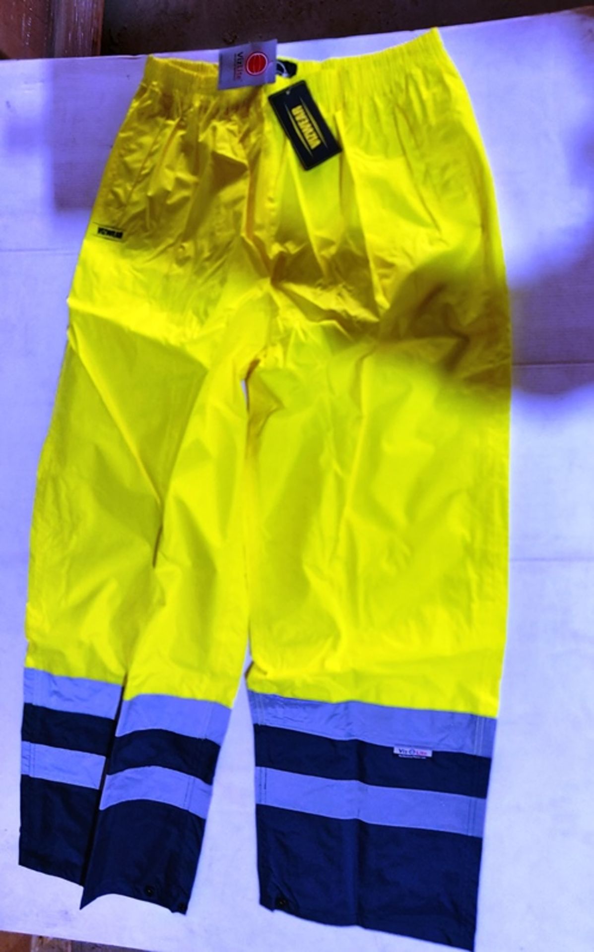 10 x Vizwear hiviz yellow 2 tone overtrousers in size XXL new in original packaging