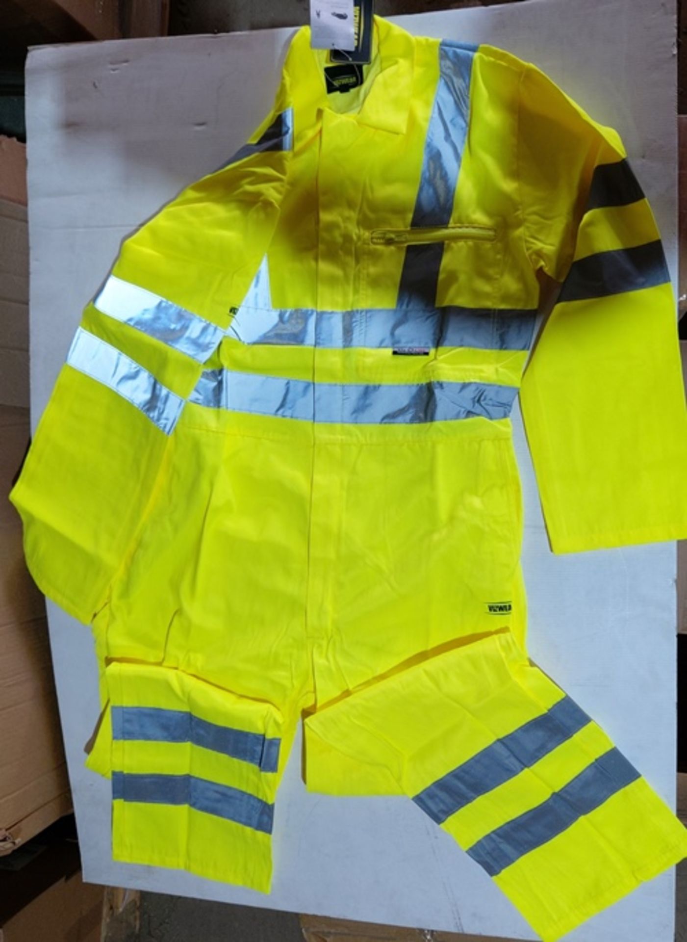 10 x Vizwear Hi Viz yellow polycotton overall in size medium new in original packaging - Image 2 of 2