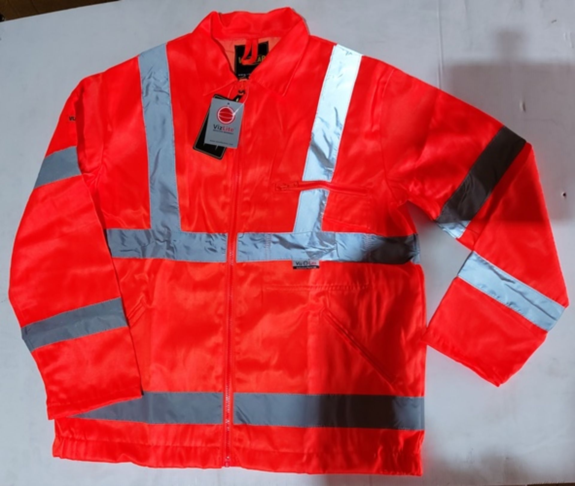 10 x Vizwear Viz Lite polycotton Hi Viz orange Gort jacket in large new in original packaging - Image 2 of 2