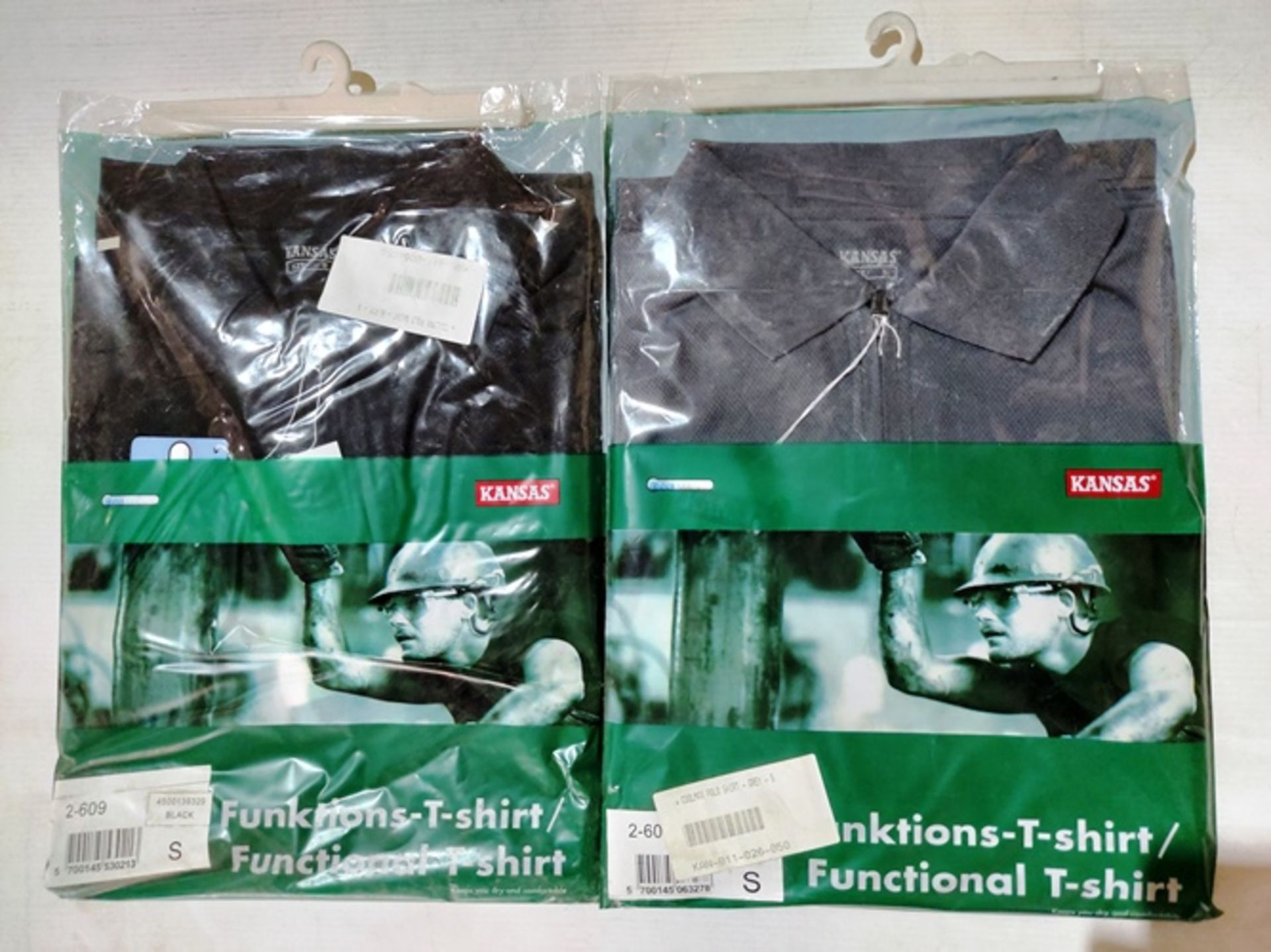 10 x Kansas workwear polo shirts in size small contains 5 x black and 5 x grey new in original packa - Image 2 of 2