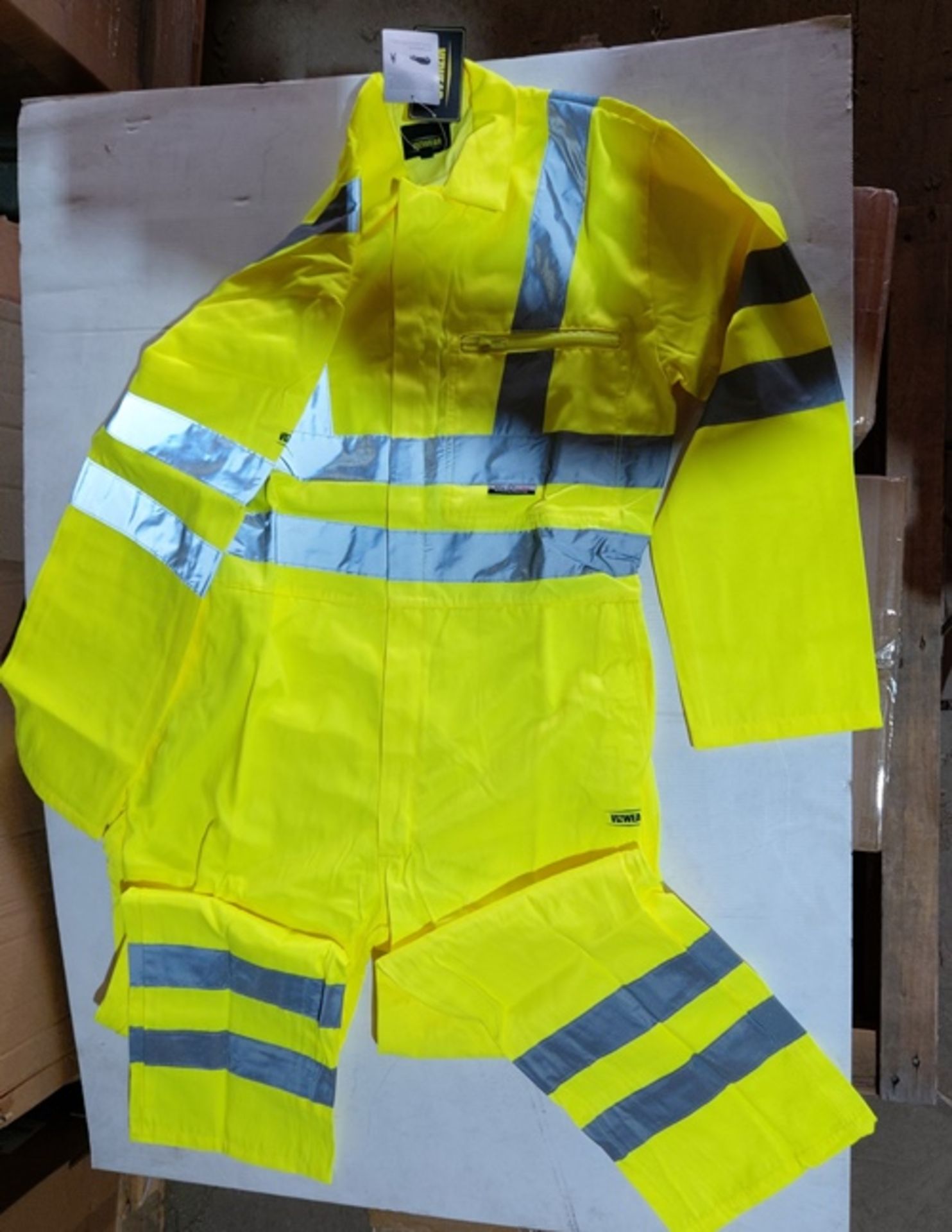 5 x Vizwear Hi Viz yellow polycotton overall in size medium new in original packaging - Image 2 of 2