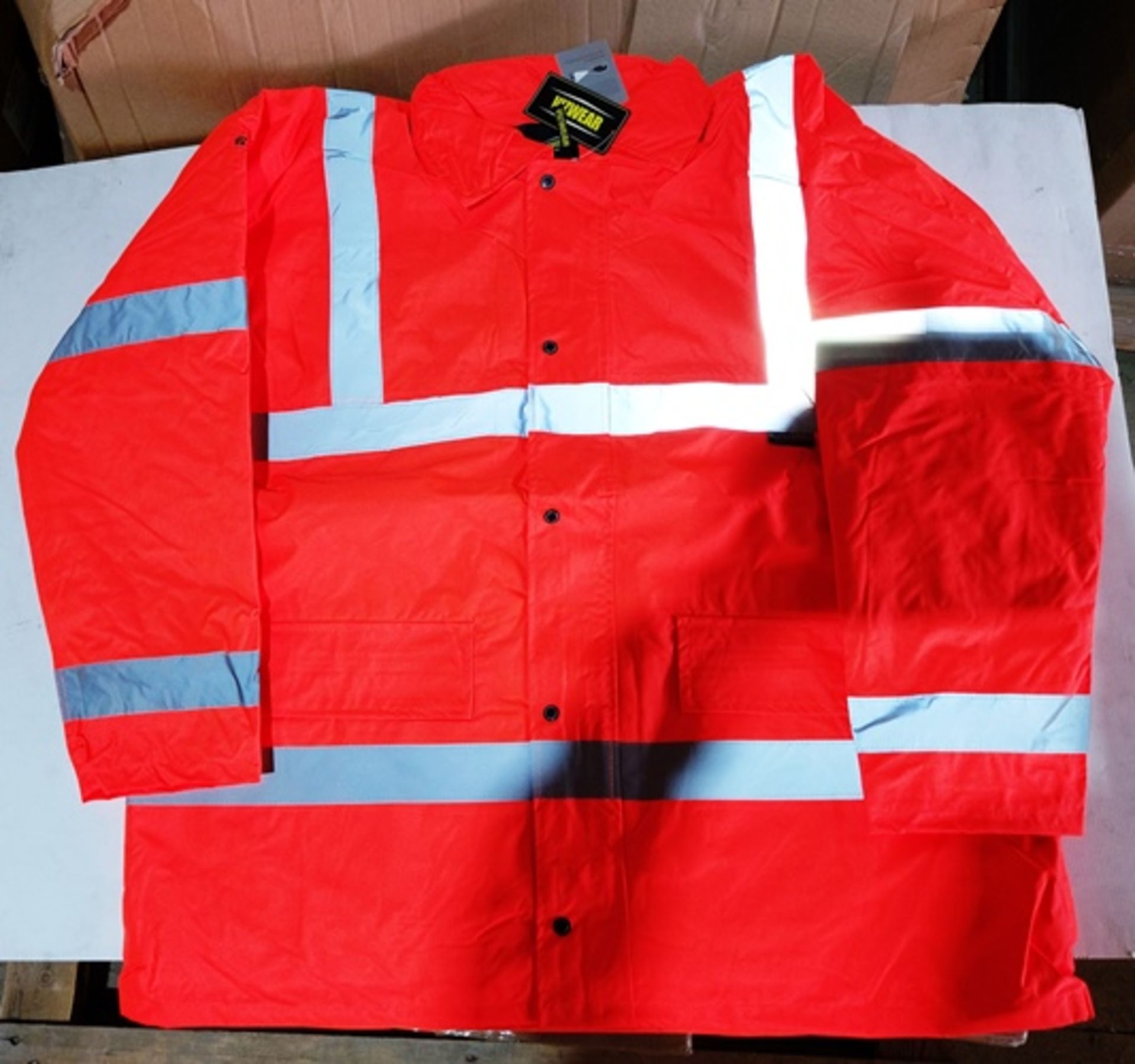 10 x Vizwear Hi Viz orange Parka jackets in size XXXXL (4XL) new in original packaging - Image 2 of 2