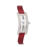 Cartier Tank Americaine WJ300950 or 2625 Ladies White Gold Curved Tank S Diamond Watch