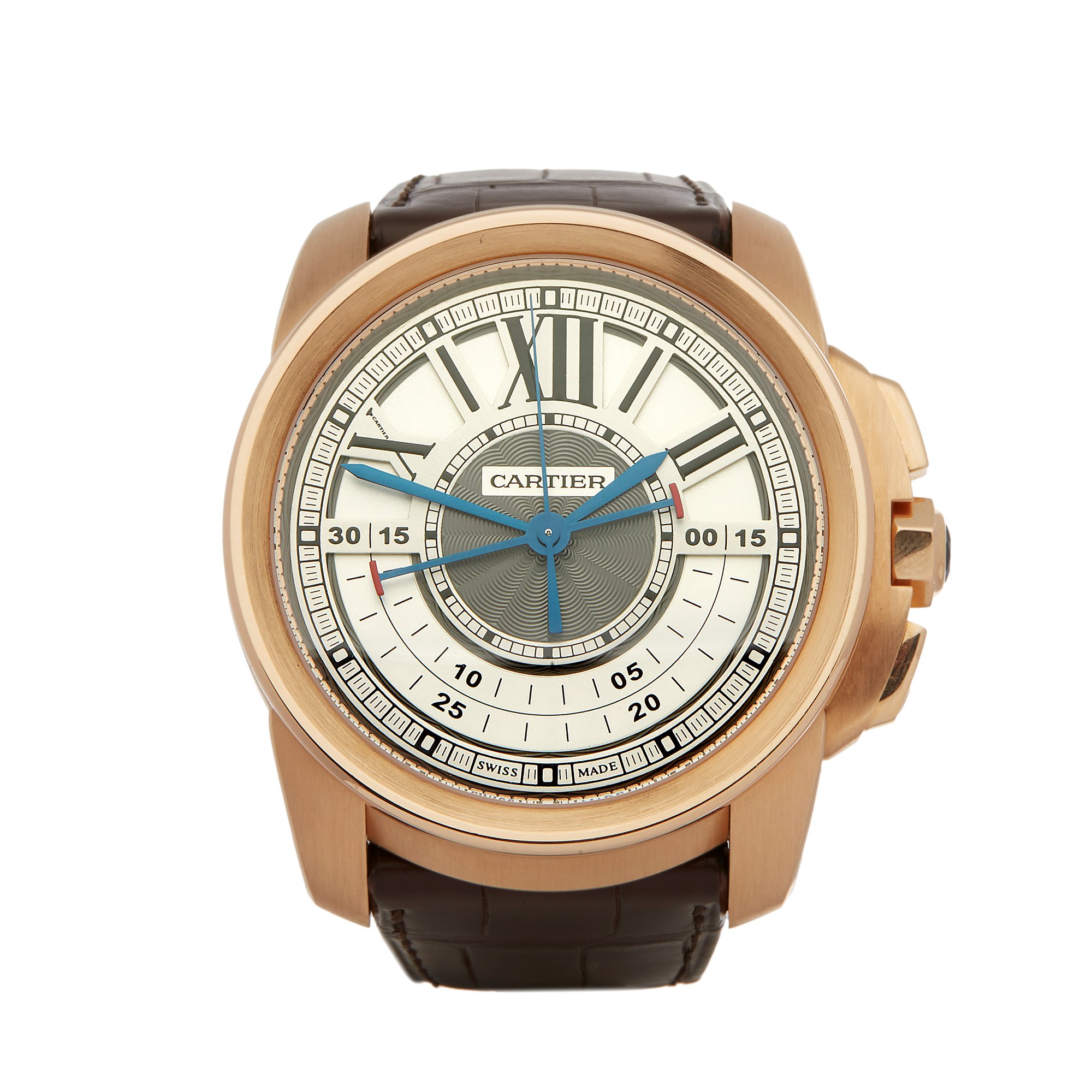 Cartier Calibre W7100004 or 3242 Men Rose Gold Central Chronograph Watch