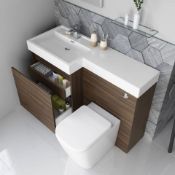 NEW & BOXED 906mm Olympia Walnut Effect Drawer Vanity Unit Left with Florence Pan FULL SET. RRP...