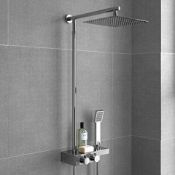 NEW & BOXED Square Thermostatic Bar Mixer Shower Set Valve with Shelf 10" Head + Handset. RRP ...