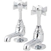 (Q71) BYNEA BASIN PILLAR TAPS. 1/4 Turn Suitable for High & Low Pressure Systems Chrome Wast...