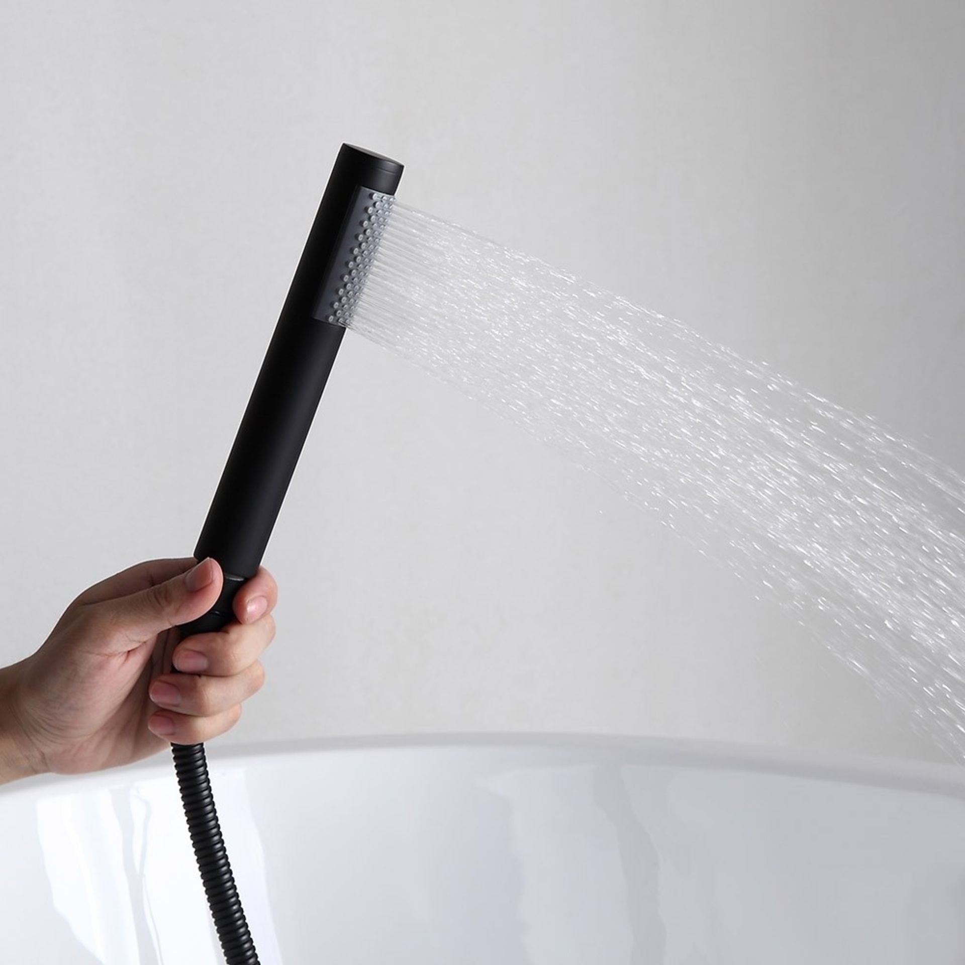 NEW Matte Black Gladstone Freestanding Thermostatic Bath Mixer Tap with Hand Held Shower Head. ... - Image 5 of 5