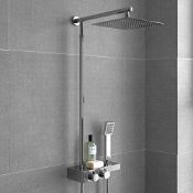 NEW & BOXED Square Thermostatic Bar Mixer Shower Set Valve with Shelf 10" Head + Handset. SP510...