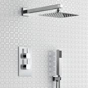 NEW & BOXED Thermostatic Mixer Shower Set 8" Head Handset + Chrome 2 Way Valve Kit. RRP £449.9...