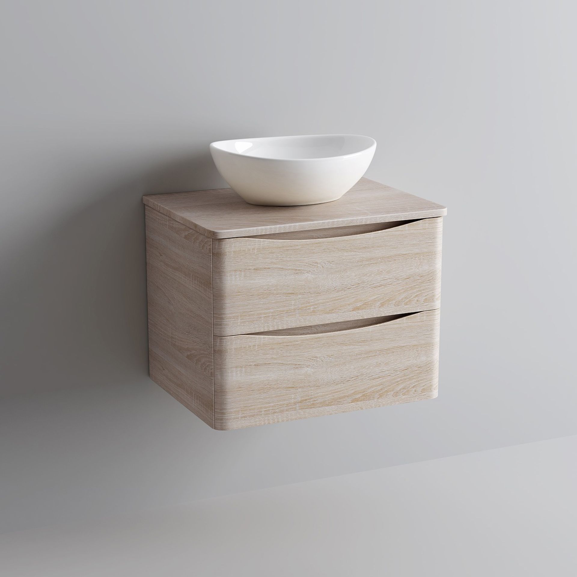 Brand New 600MM AUSTIN II LIGHT OAK EFFECT COUNTERTOP UNIT & BASIN - WALL. RRP £849.99. Includes Pur - Image 2 of 2