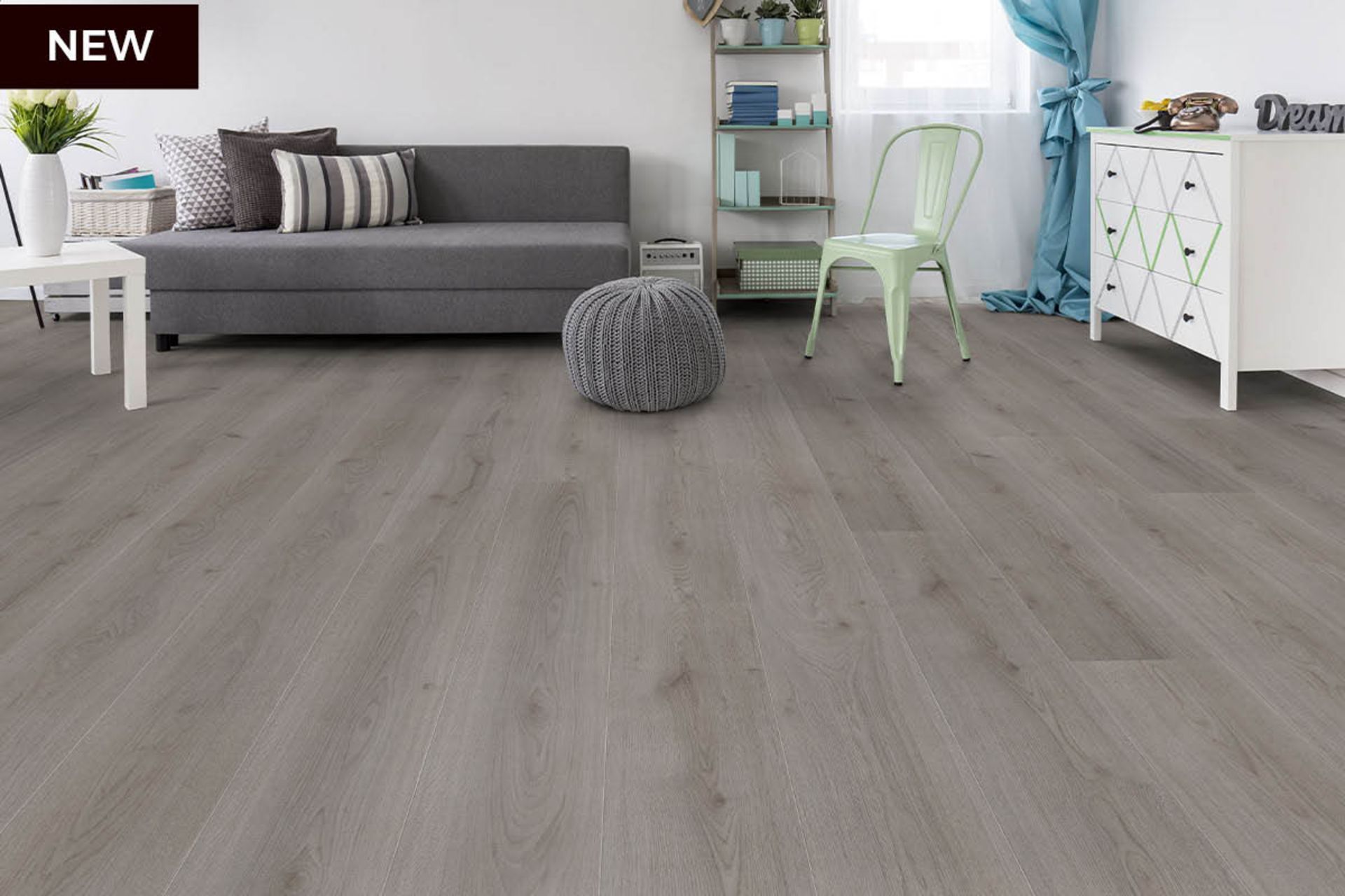 NEW 7.1 Square Meters of WILD DOVE OAK LAMINATE FLOORING . The elegant mid-grey hue of this flo...