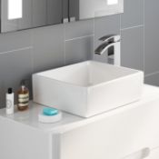 NEW (NS116) Modern Square Ceramic Cloakroom Basin Countertop Bathroom Sink. Made from White Vit...