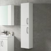 NEW (NS136) Tall White Gloss Storage Wall Hung Unit. RRP £344.99. Feast your eyes on the pure ...