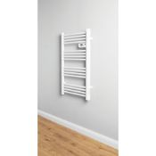 (Tt12) Electric Pre-Filled Towel Radiator 980 X 550Mm White. Electric Towel Radiator With Lcd D...