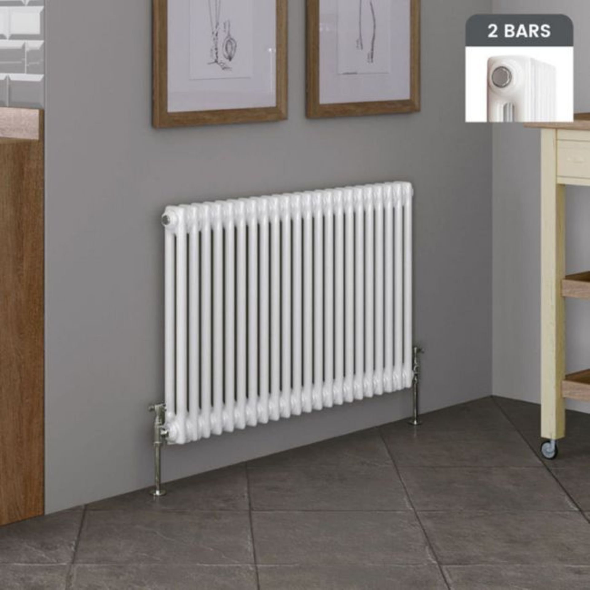 (Q183) NEW 600x1042mm White Double Panel Horizontal Colosseum Traditional Radiator. RRP £530.... - Image 2 of 2