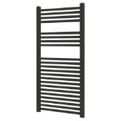 (Tt19) 1100X500Mm Towel Radiator 1100 X 500Mm Black. Flat Front Matt Steel Construction Water...