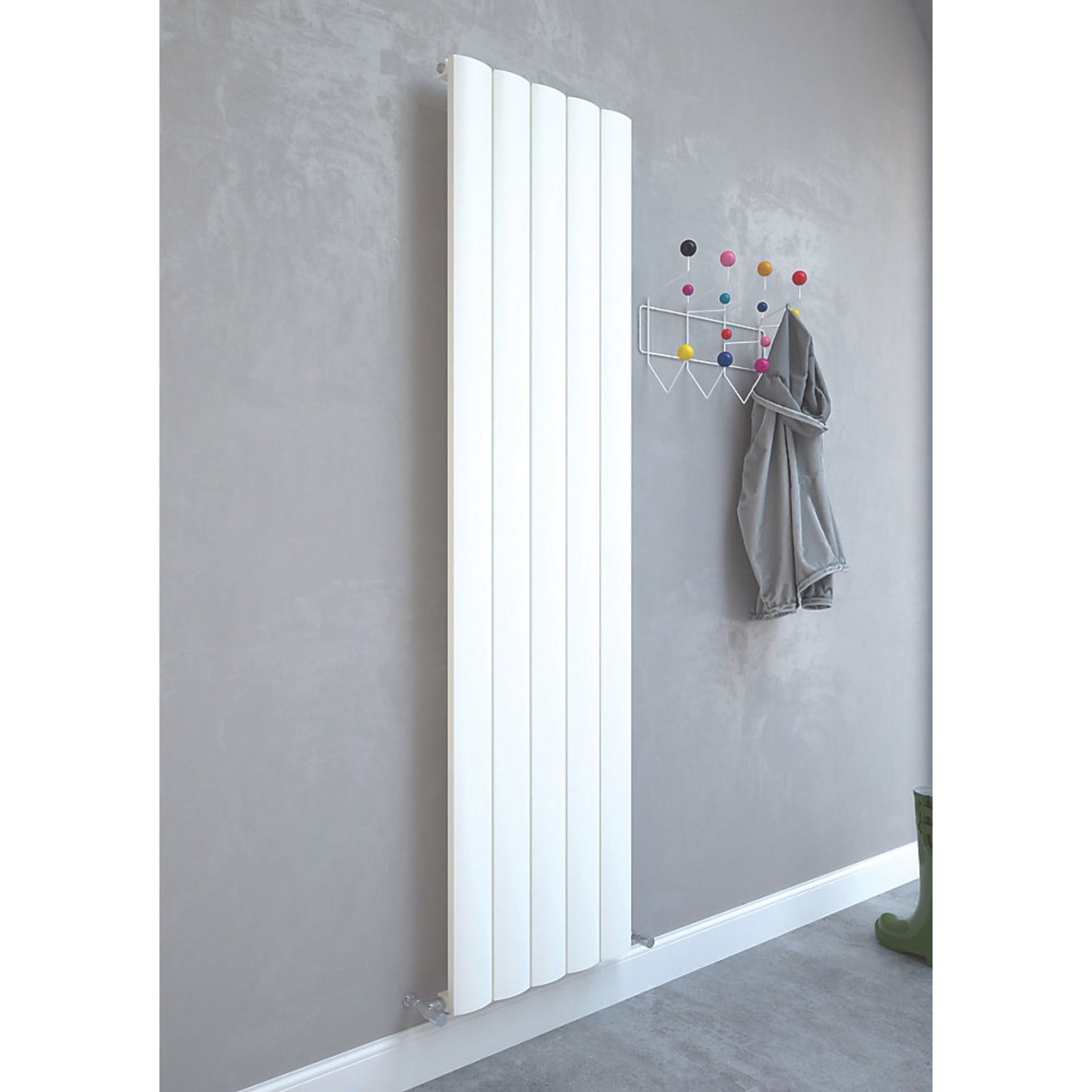 (H2) 1800x470mm ALULITE ARC ALUMINIUM RADIATOR White. Contemporary aluminium radiator with ligh... - Image 5 of 8