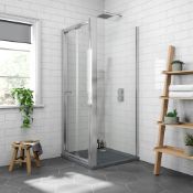 NEW & BOXED TWYFORDS 900x900mm - 8mm - Elements EasyClean Bi Fold Door Shower Enclosure & Black...