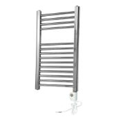 (Q145) NEW FLOMASTA FLAT THERMOSTATIC TOWEL RADIATOR 700 X 400MM CHROME. Flat Front Chrome-Pla...