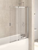 NEW (EX121) 800/820mm Adjustable Hinged Square Straight Bath Screen.