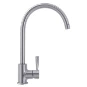 (FR89) FRANKE FUJI KITCHEN TAP SILKSTEEL. Contemporary single flow tap Silksteel finish Fitte...