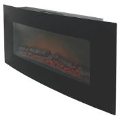 (Tt13) Dovy Black Remote Control Wall-Mounted Electric Fire. Rrp £219.99. Wall-Mounted, Powder...