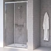 NEW (N26)) 1600mm - Sliding Polished Silver Effect Shower Door. RRP £399.99.6mm Safety Glass F...