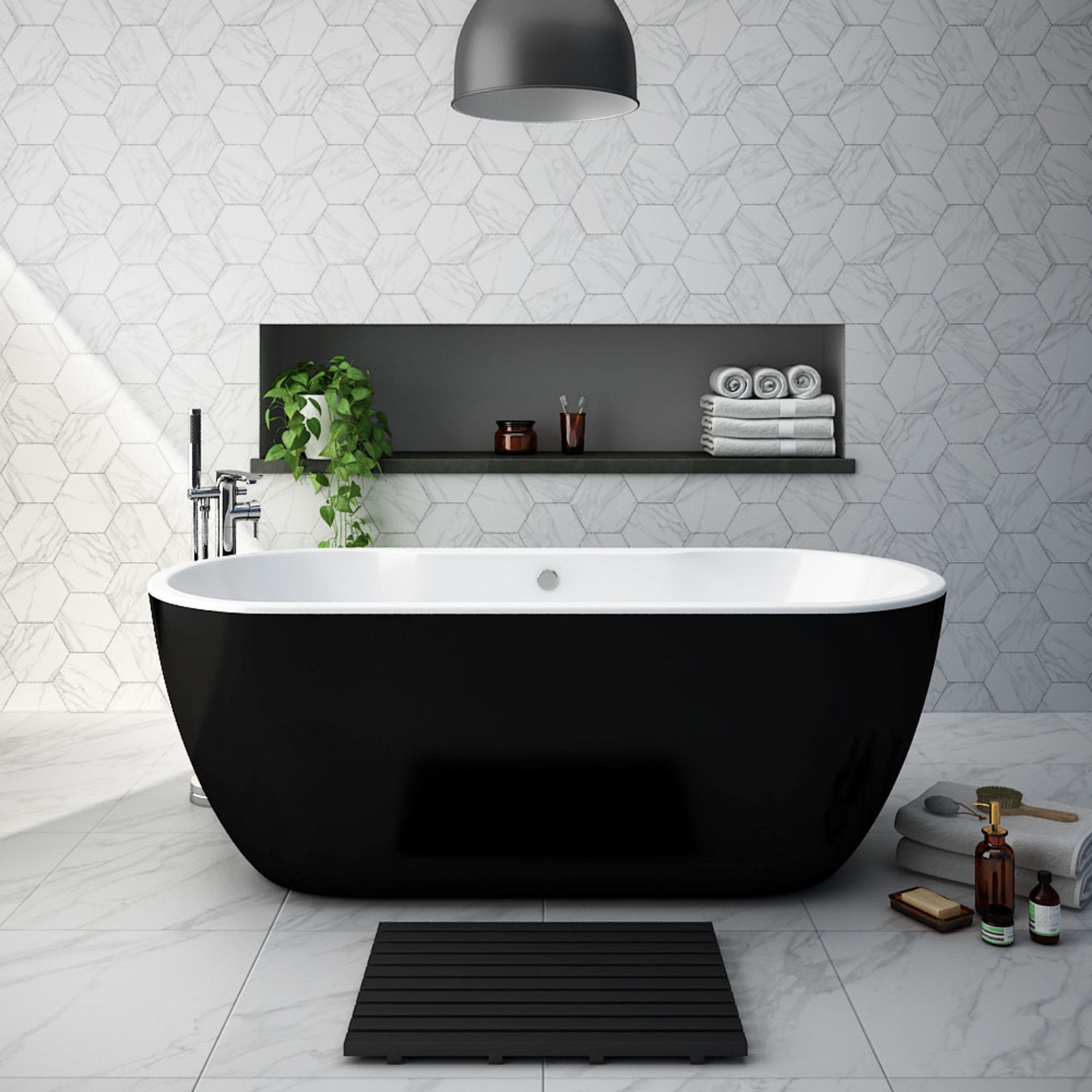 NEW (T1) 1655x750mm Harlesden Black Freestanding Bath. RRP £2,999.If you want to make a state...