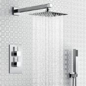 New & Boxed Thermostatic Mixer Shower Set 8" Head Handset + Chrome 2 Way Valve Kit SP9243. RRP ...