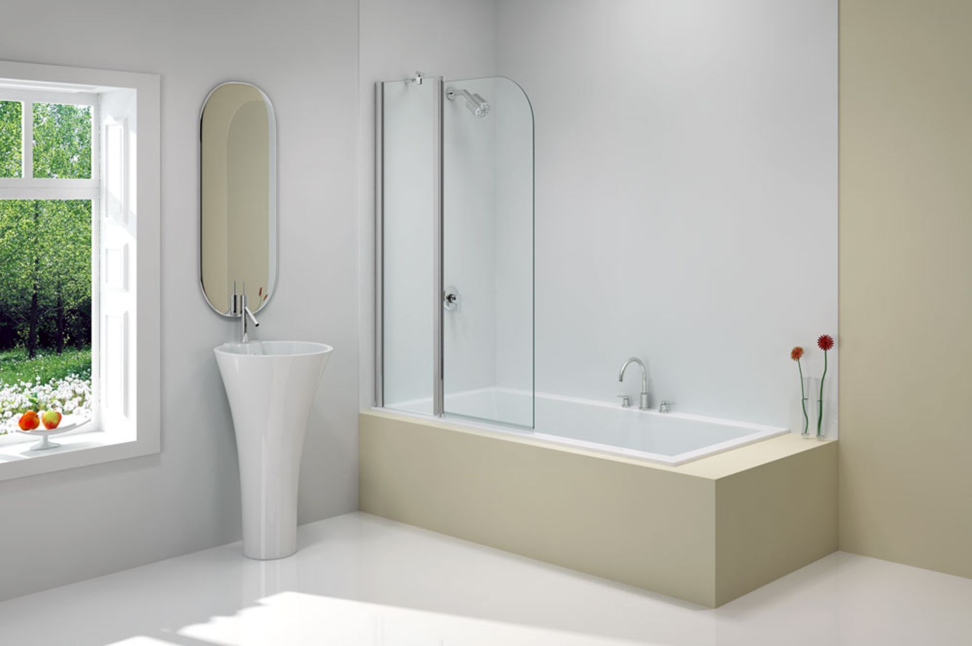 NEW (MF185) 1500x900mm MB3A 2 PANEL FOLDING CURVED BATH SCREEN. Frameless curved screen 1500mm...